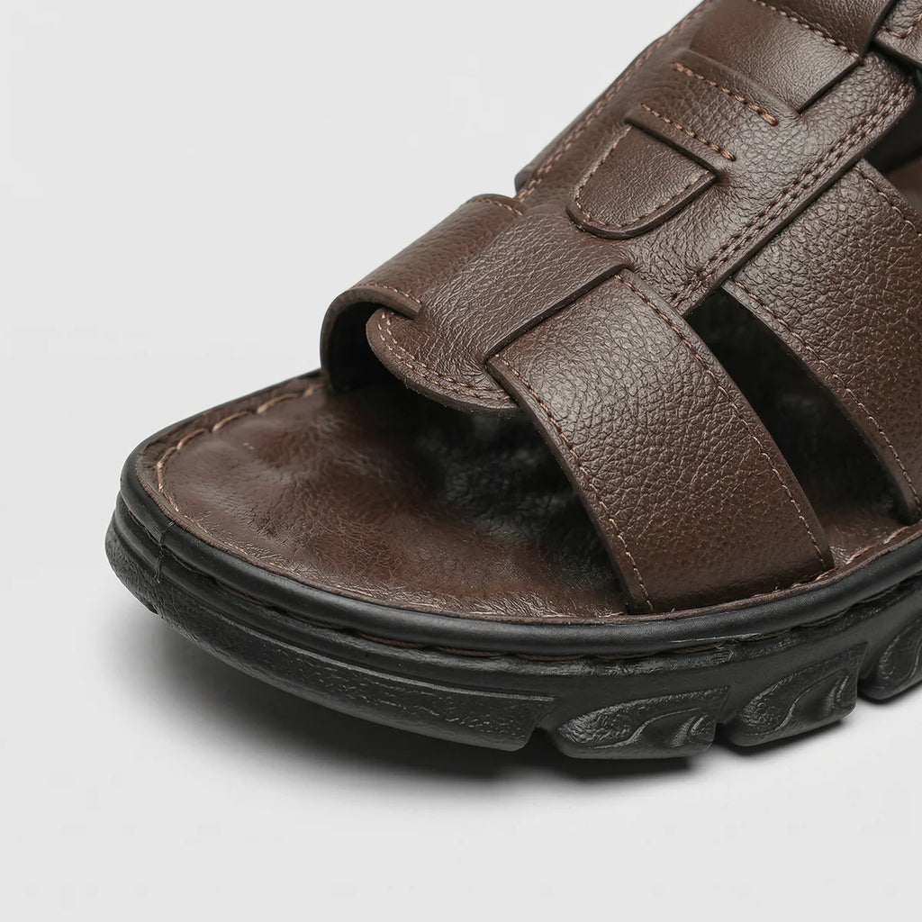 Valenomode - Men’s Leather Strap Summer Sandals