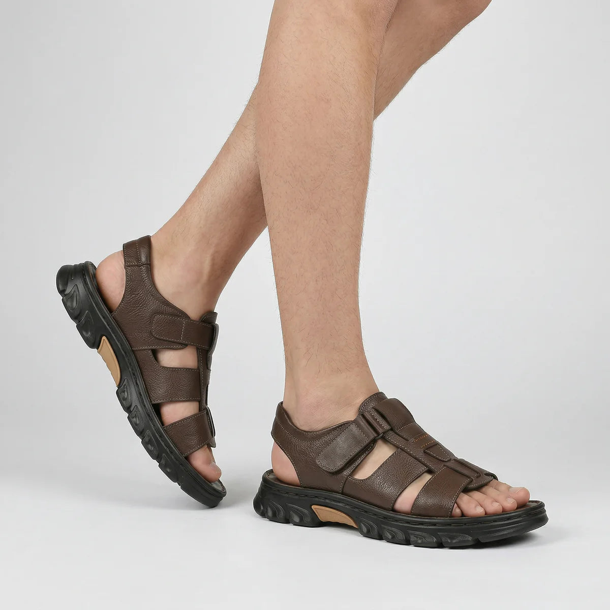 Valenomode - Men’s Leather Strap Summer Sandals