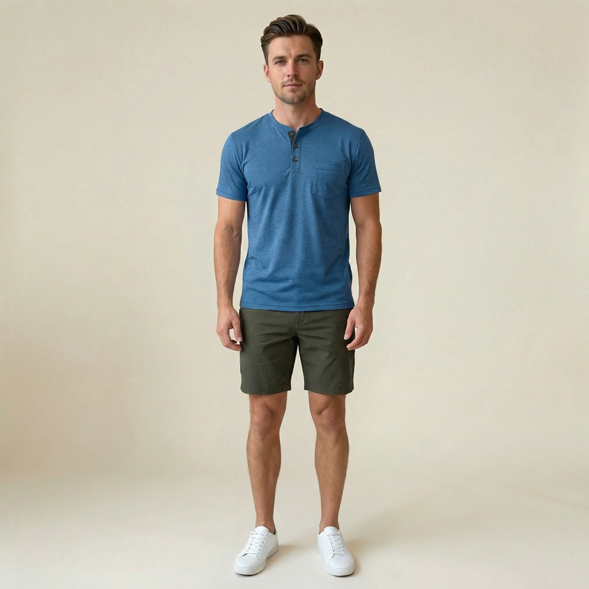 Valenomode - Men’s Button Neck T-Shirt