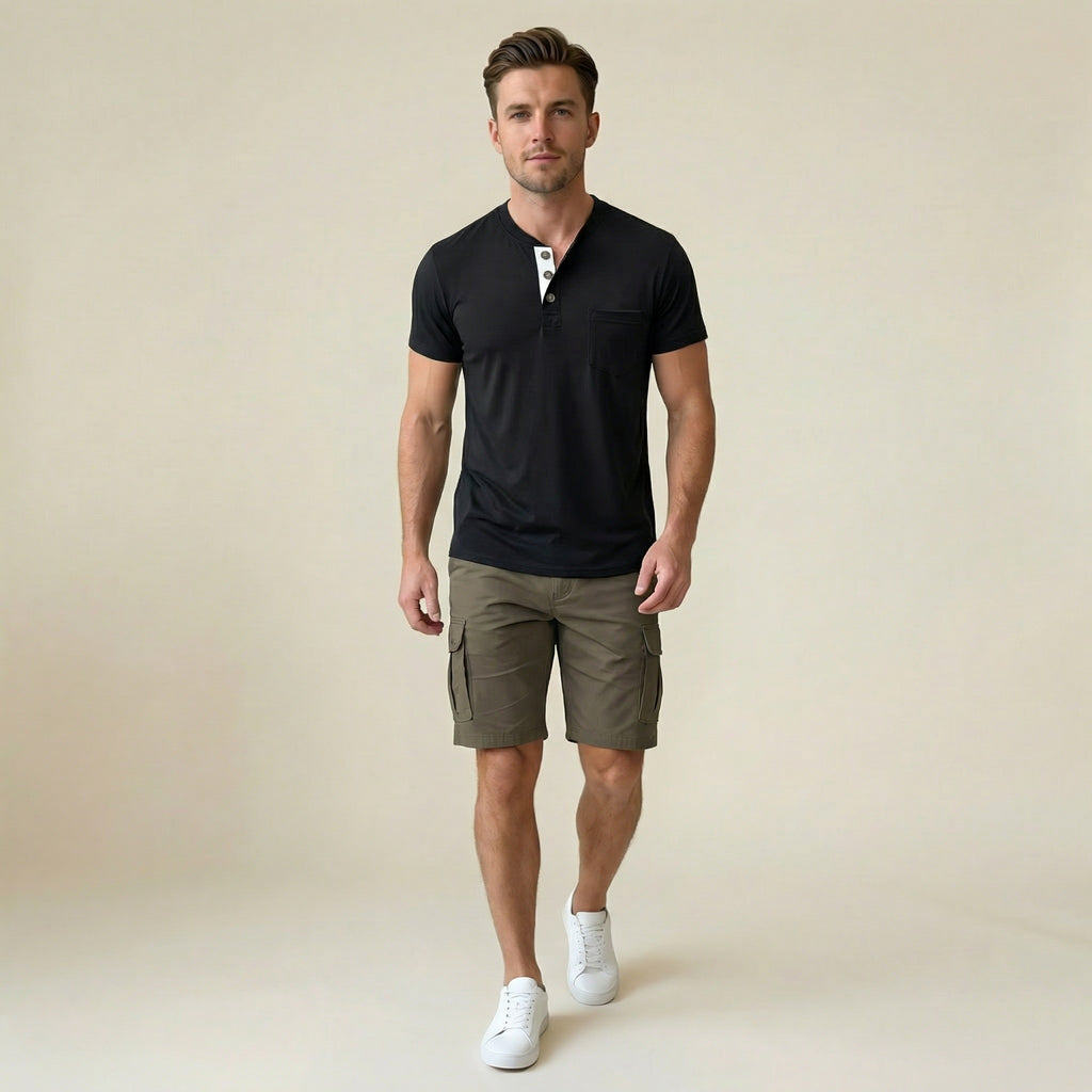 Valenomode - Men’s Button Neck T-Shirt