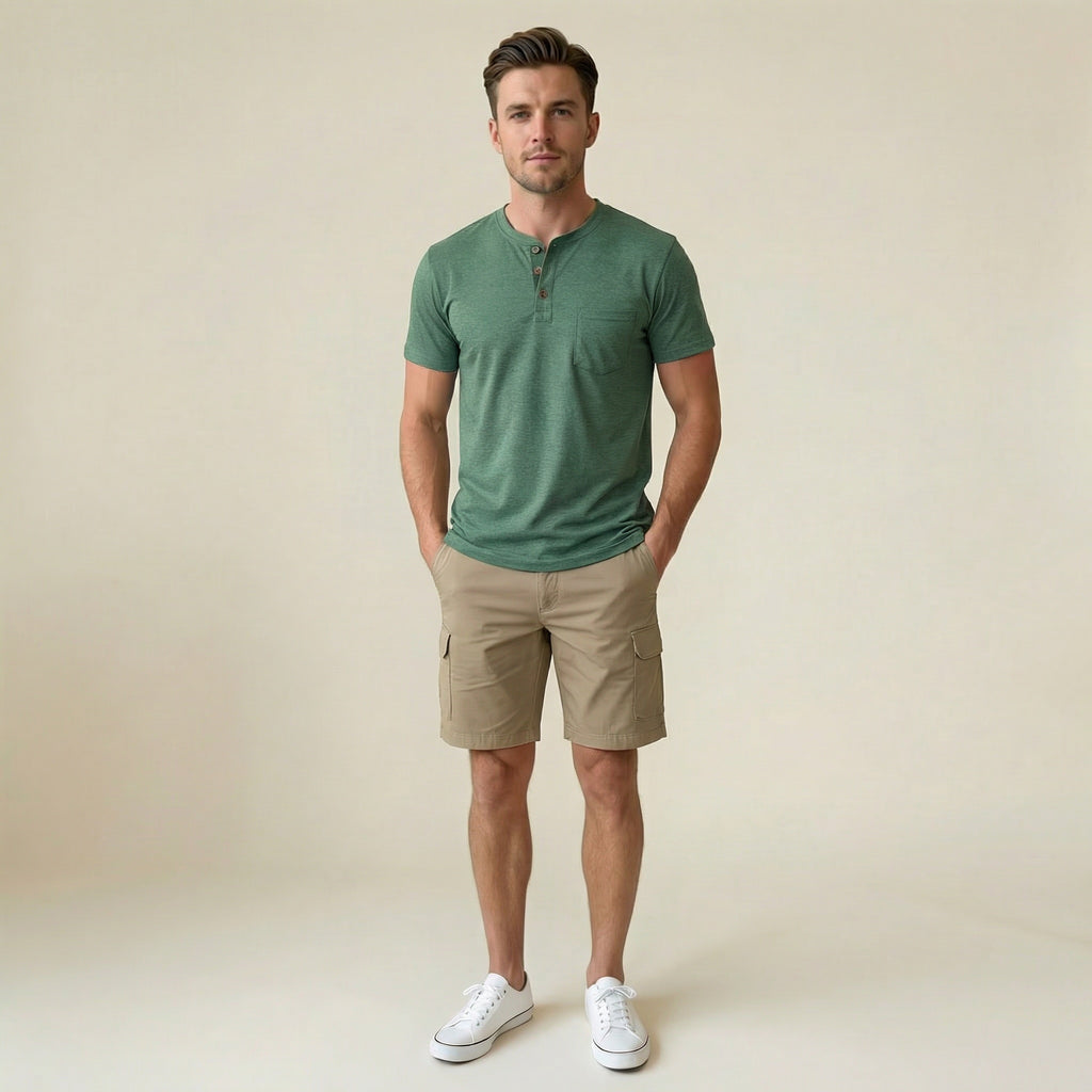 Valenomode - Men’s Button Neck T-Shirt