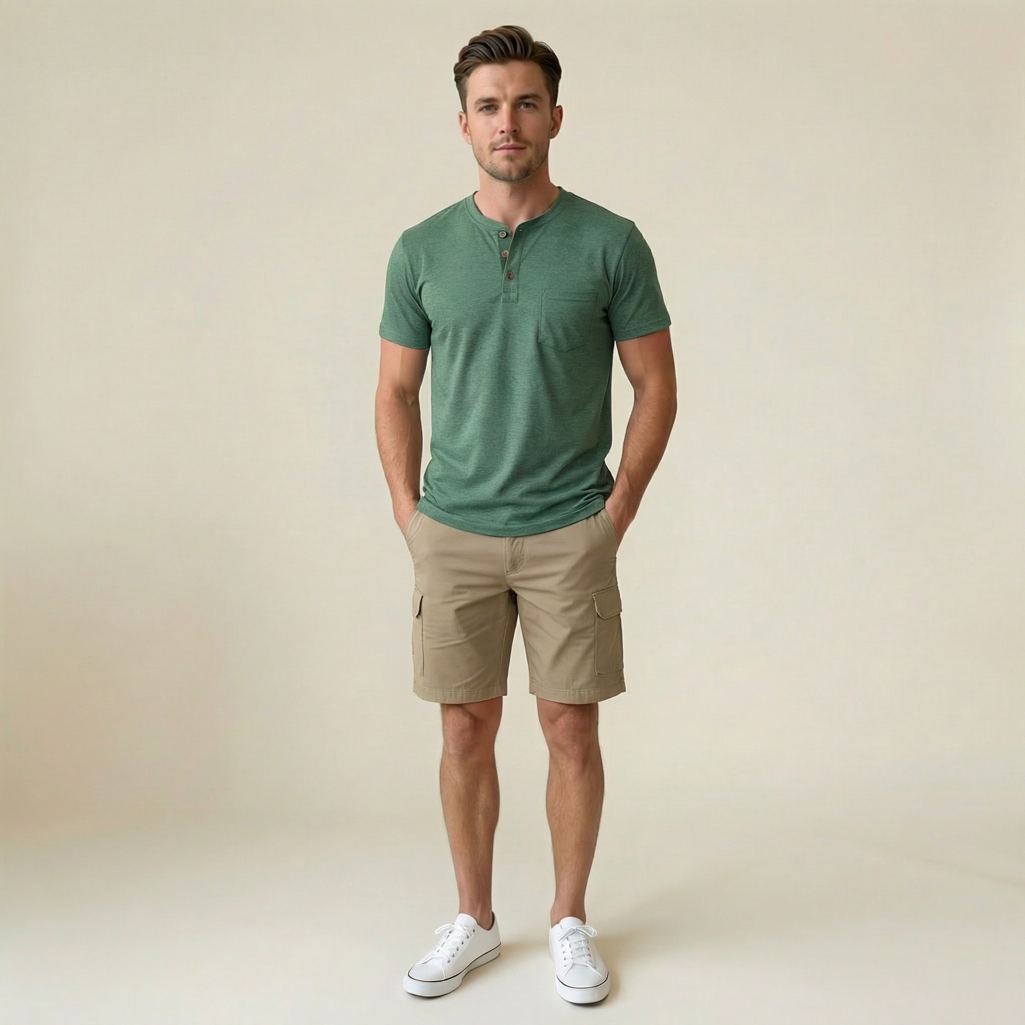 Valenomode - Men’s Button Neck T-Shirt