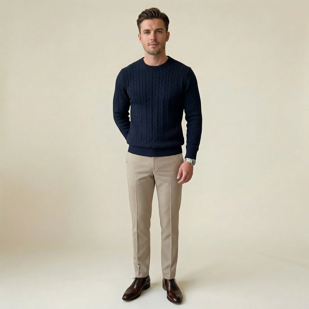 Valenomode - Men’s Cable Knit Sweater