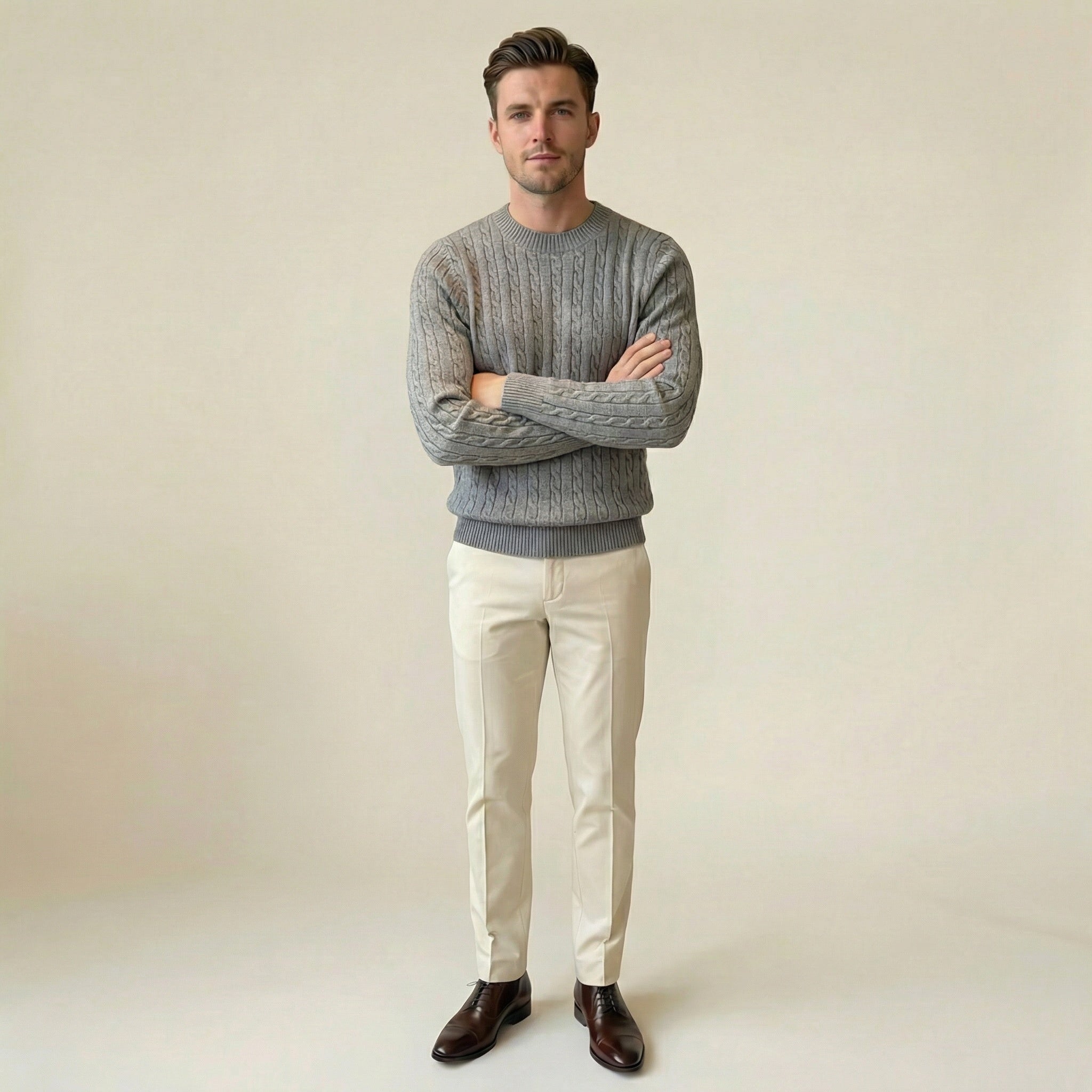 Valenomode - Men’s Cable Knit Sweater