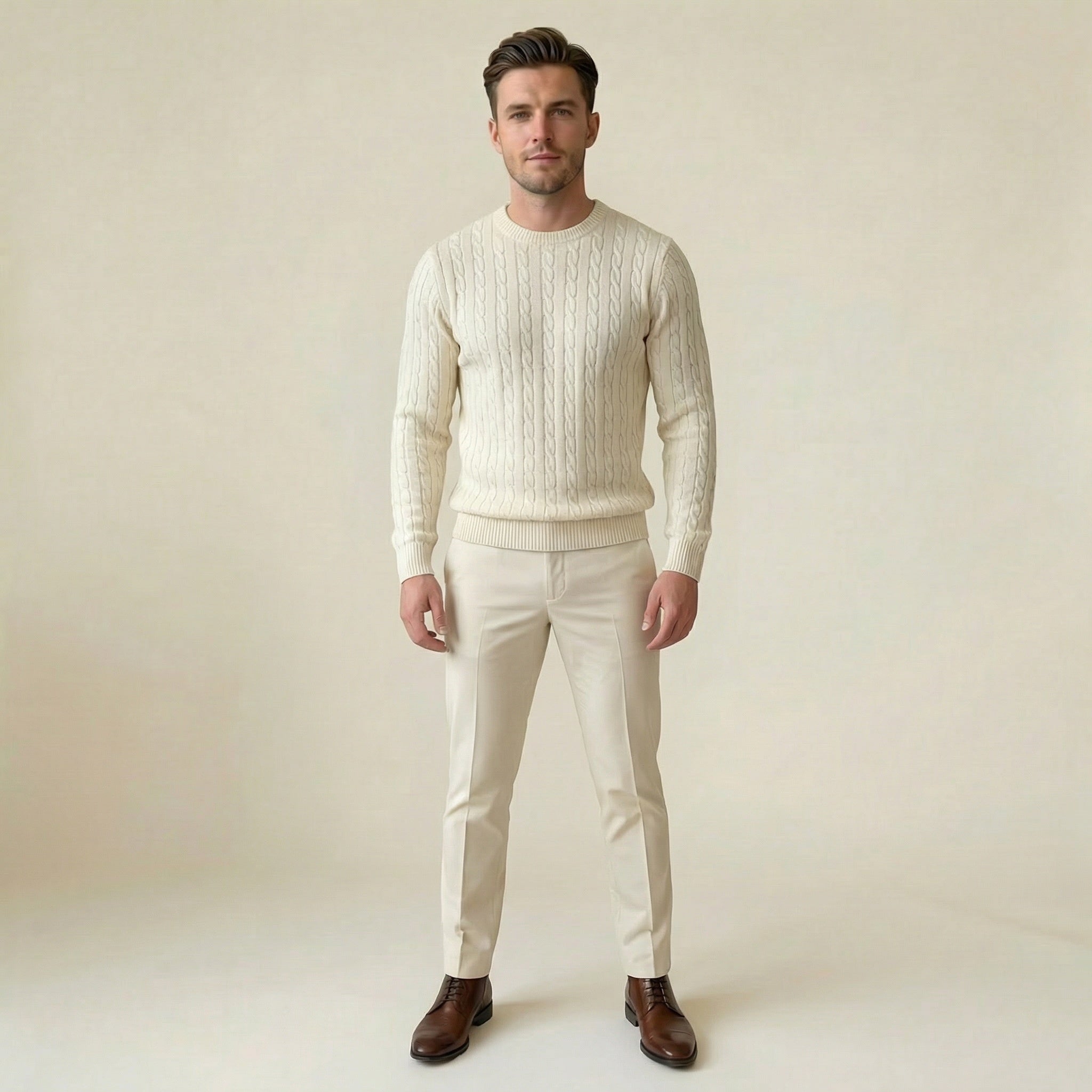Valenomode - Men’s Cable Knit Sweater
