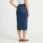 Valenomode - Women’s Buttoned Denim Front Midi Skirt