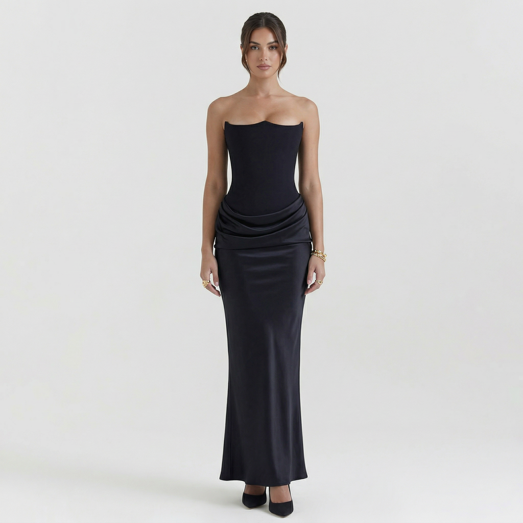 Women’s Strapless Wedding Guest Maxi Dress
