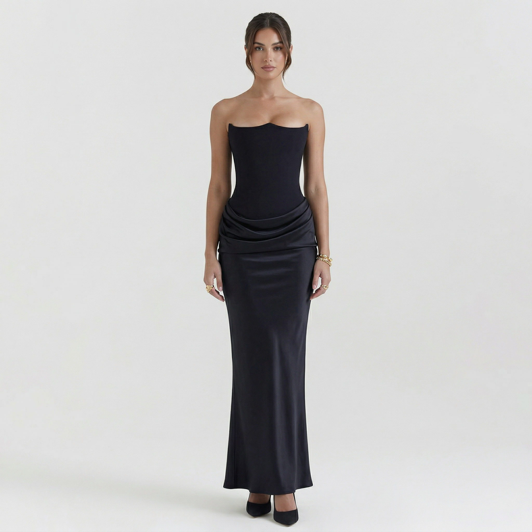Women’s Strapless Wedding Guest Maxi Dress