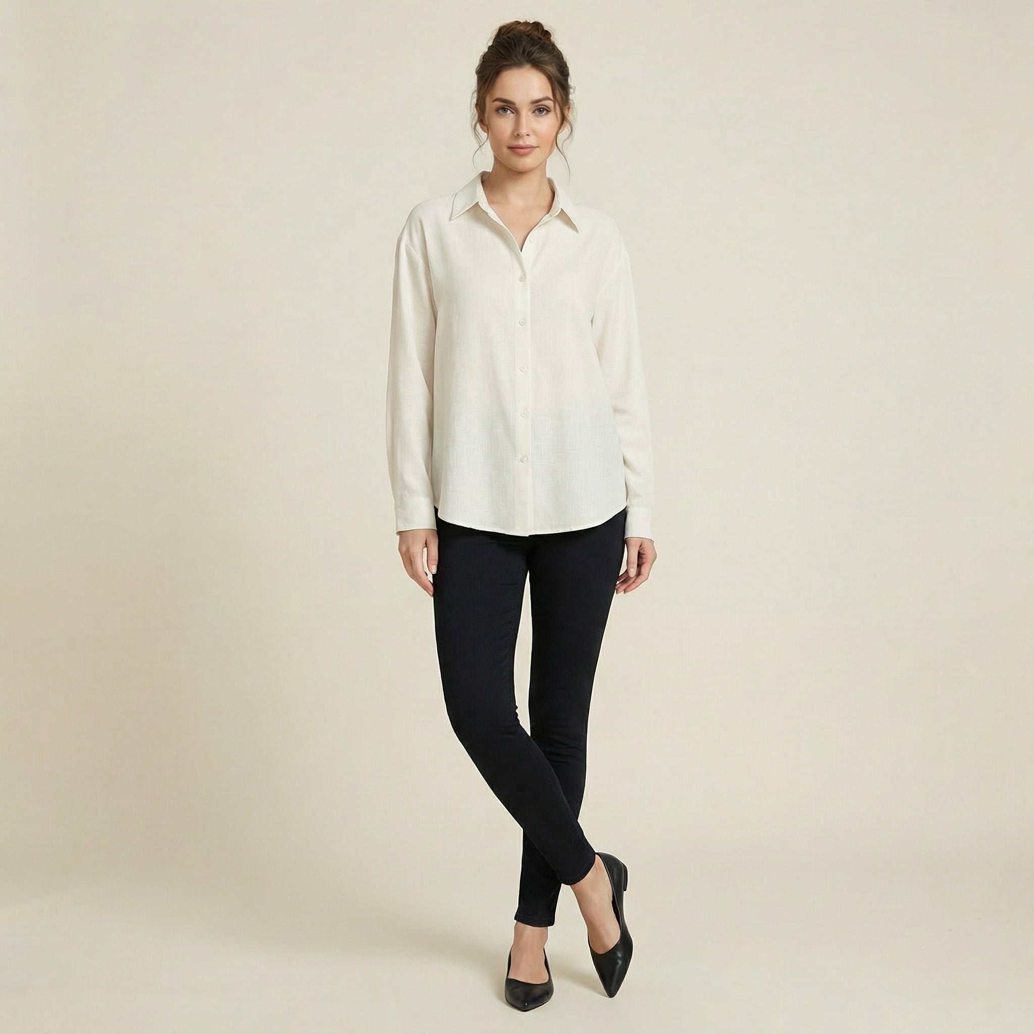 Valenomode - Women’s Button Front Long Sleeve Top