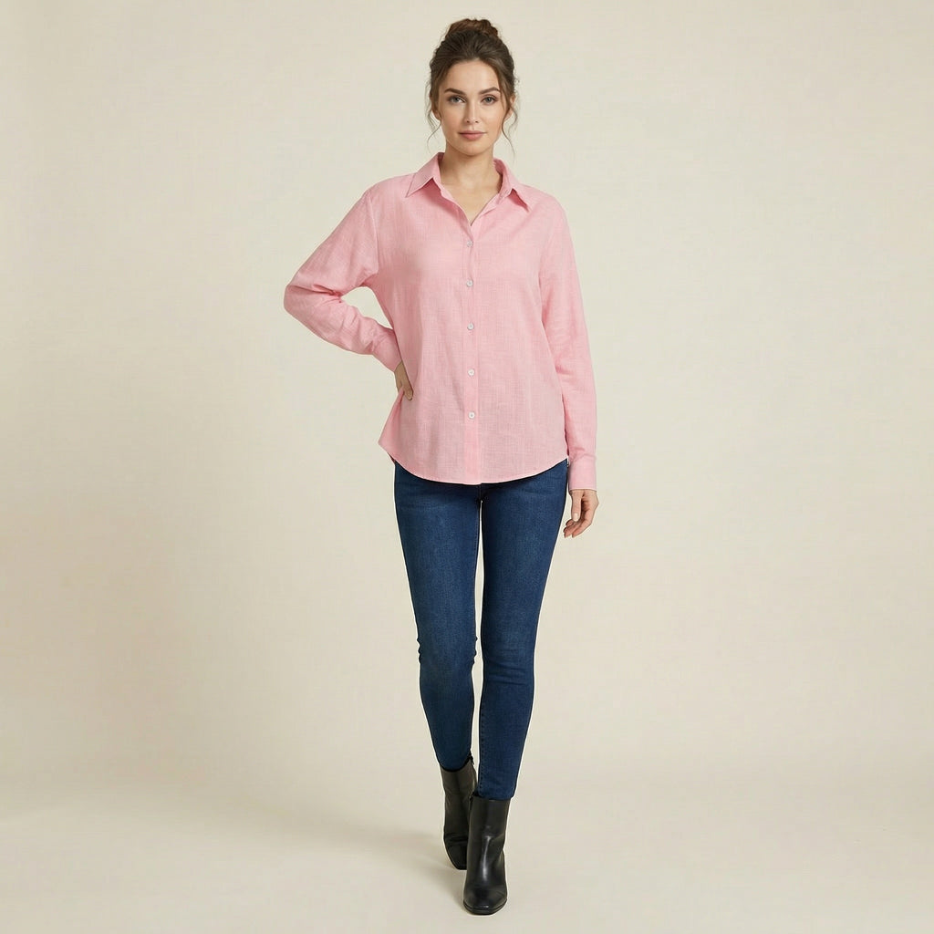 Valenomode - Women’s Button Front Long Sleeve Top