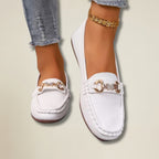 Valenomode - Women’s Chain Detail Flat Shoes