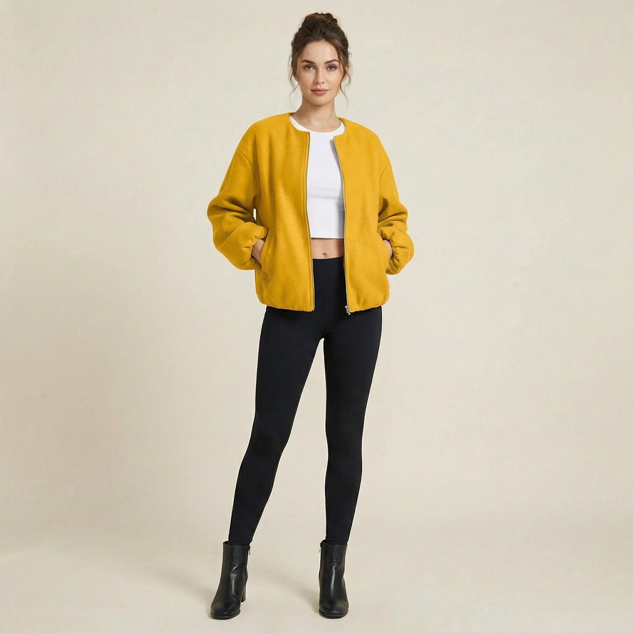 Valenomode - Women’s Cropped Zip Jacket