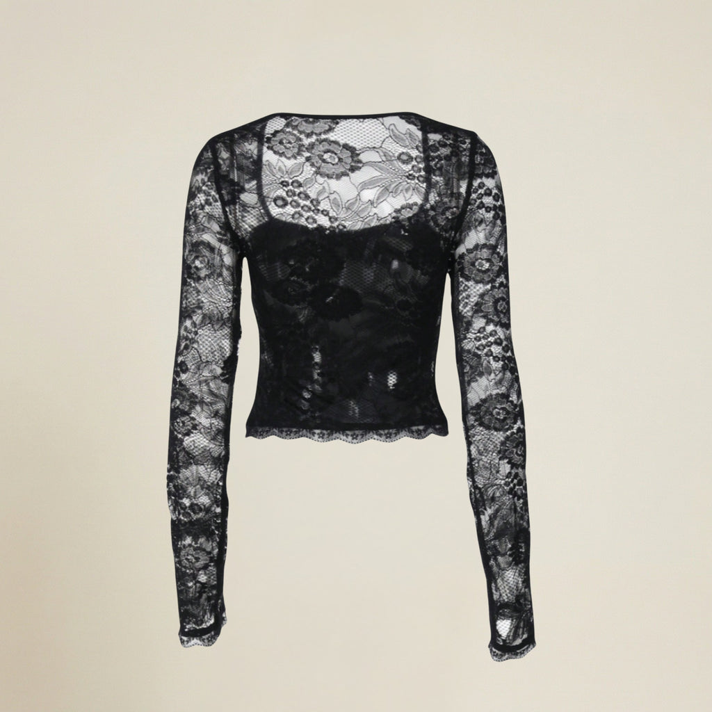 Valenomode - Women's Square Neck Long Sleeve Top