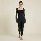 Valenomode - Women's Square Neck Long Sleeve Top