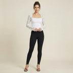 Valenomode - Women's Square Neck Long Sleeve Top