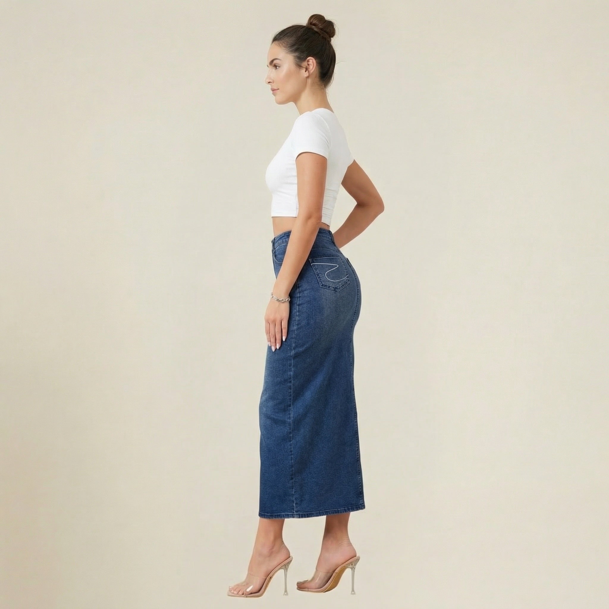 Valenomode - Women’s Straight Cut Midi Skirt