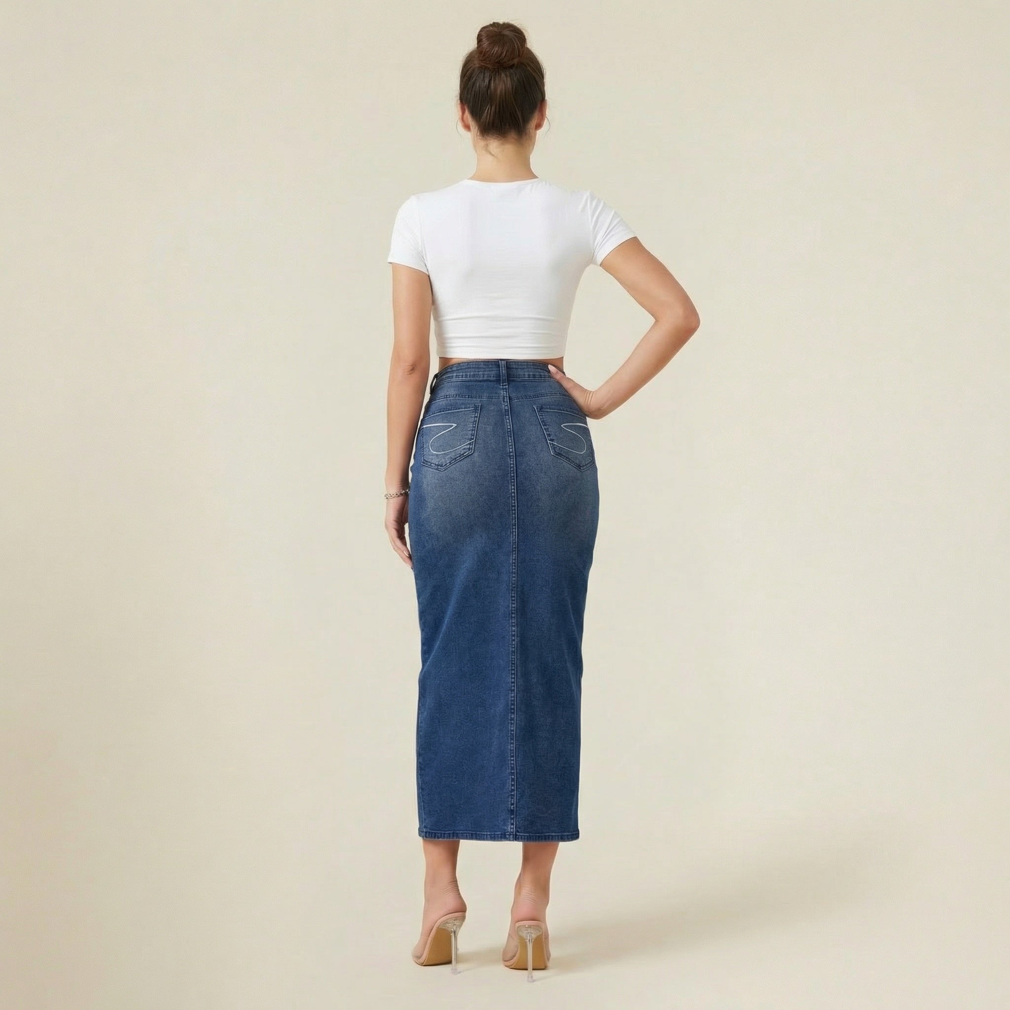 Valenomode - Women’s Straight Cut Midi Skirt