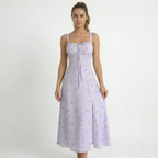 Valenomode - Women’s Strap Floral Midi Dress