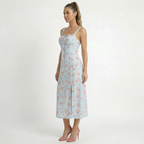 Valenomode - Women’s Strap Floral Midi Dress