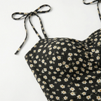 Valenomode - Women’s Tie Strap Mini Flower Dress