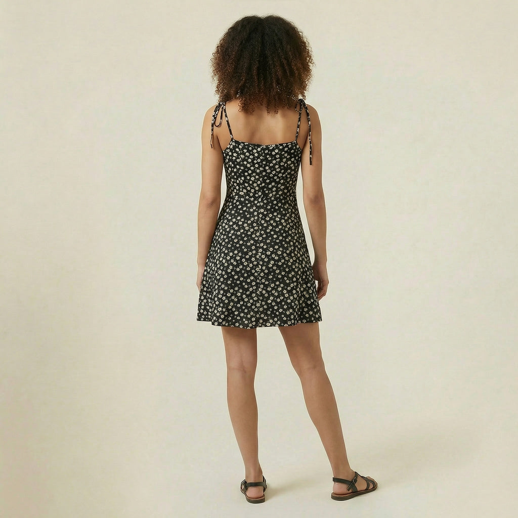 Valenomode - Women’s Tie Strap Mini Dress