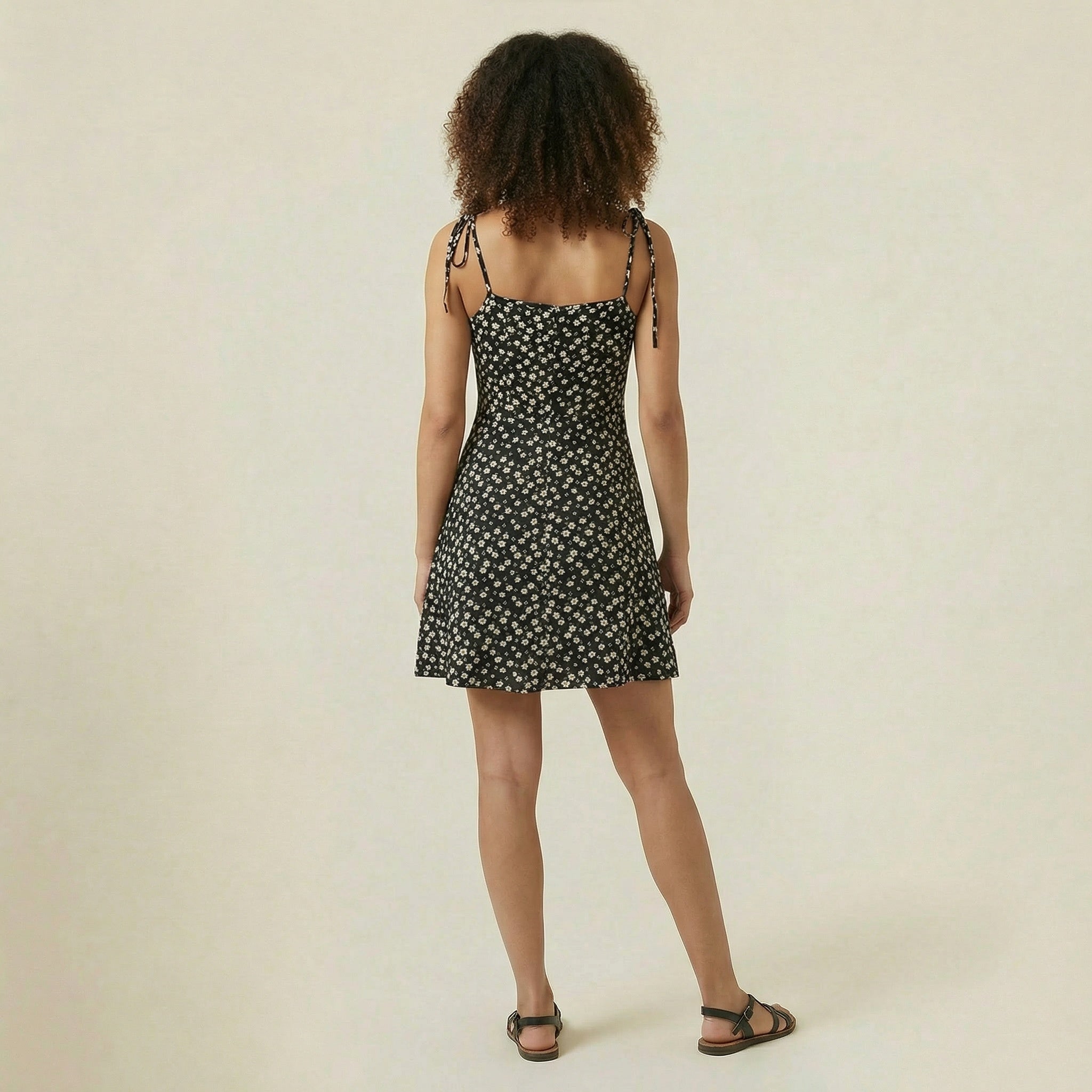 Valenomode - Women’s Tie Strap Mini Dress