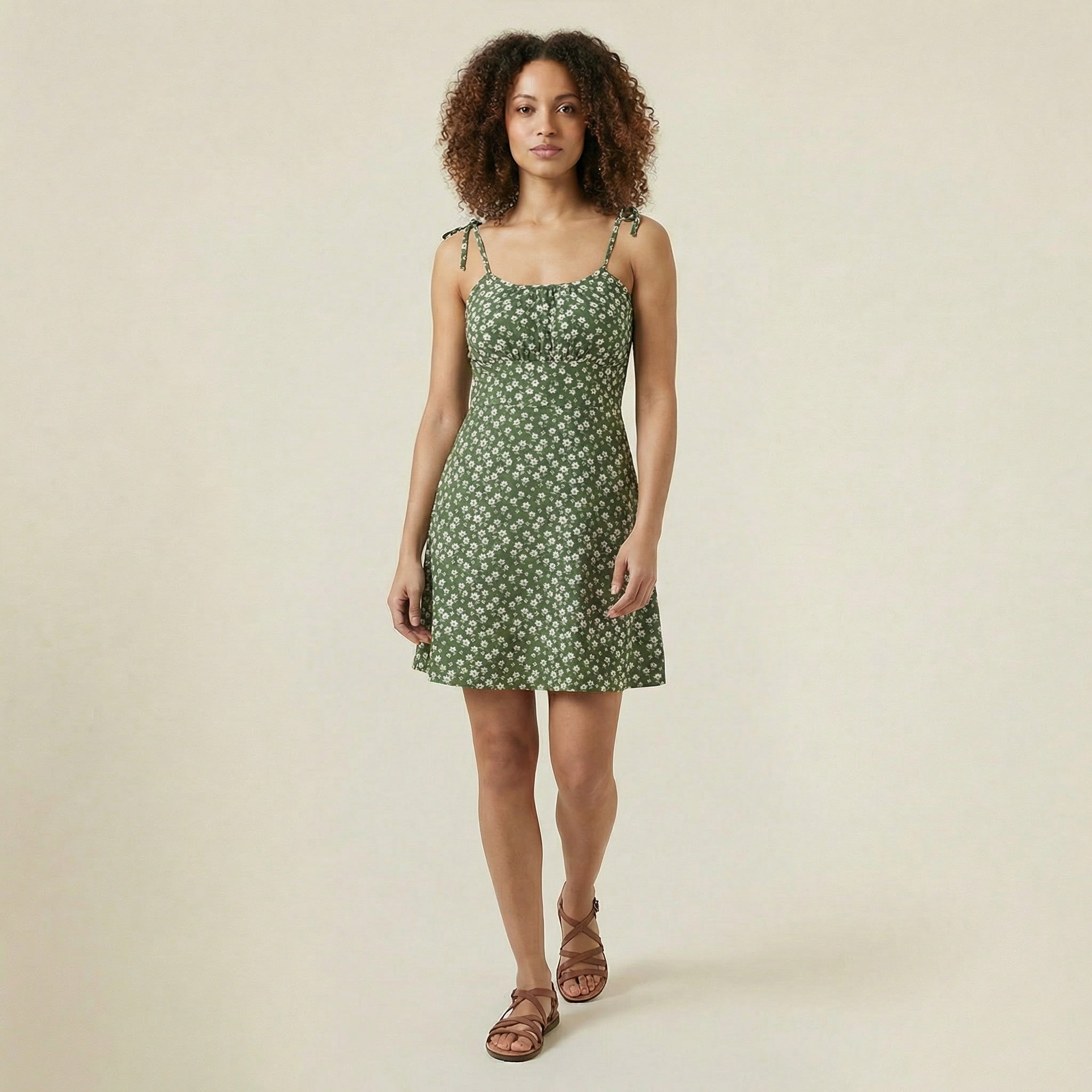 Valenomode - Women’s Tie Strap Mini Dress