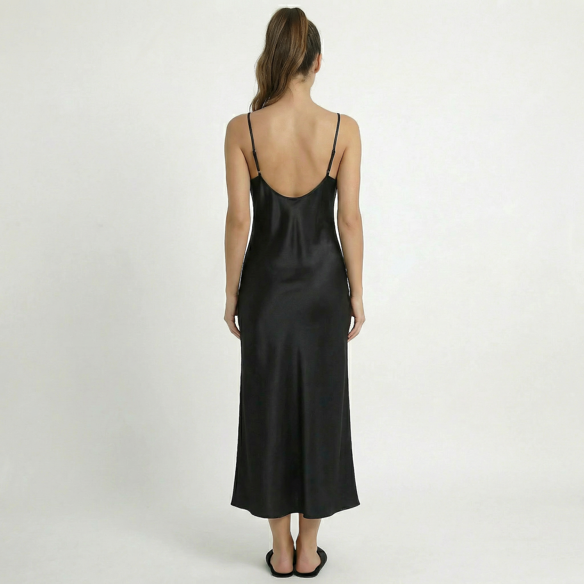 Valenomode - Women’s Satin V Neck Midi Dress