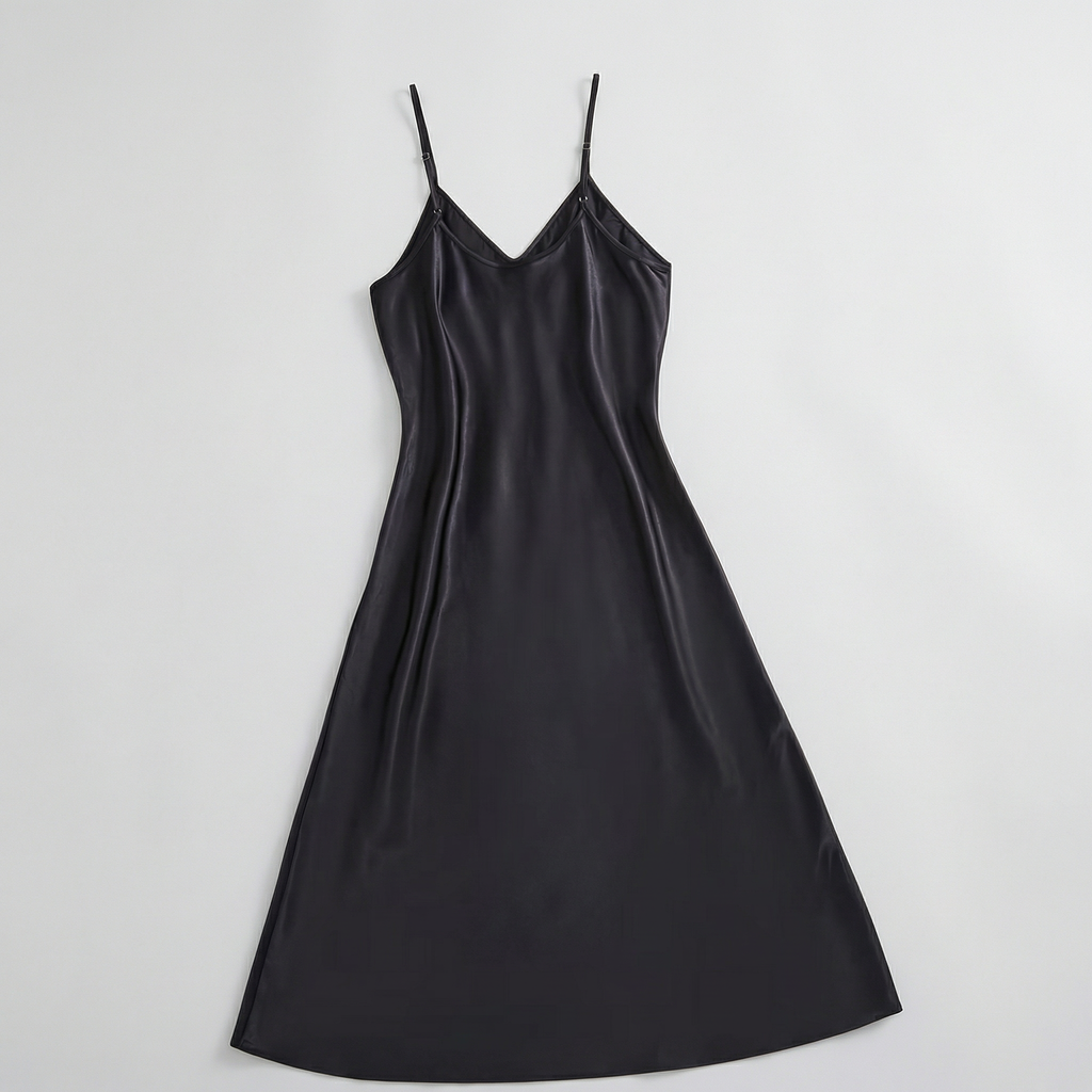 Valenomode - Women’s Satin V Neck Midi Dress
