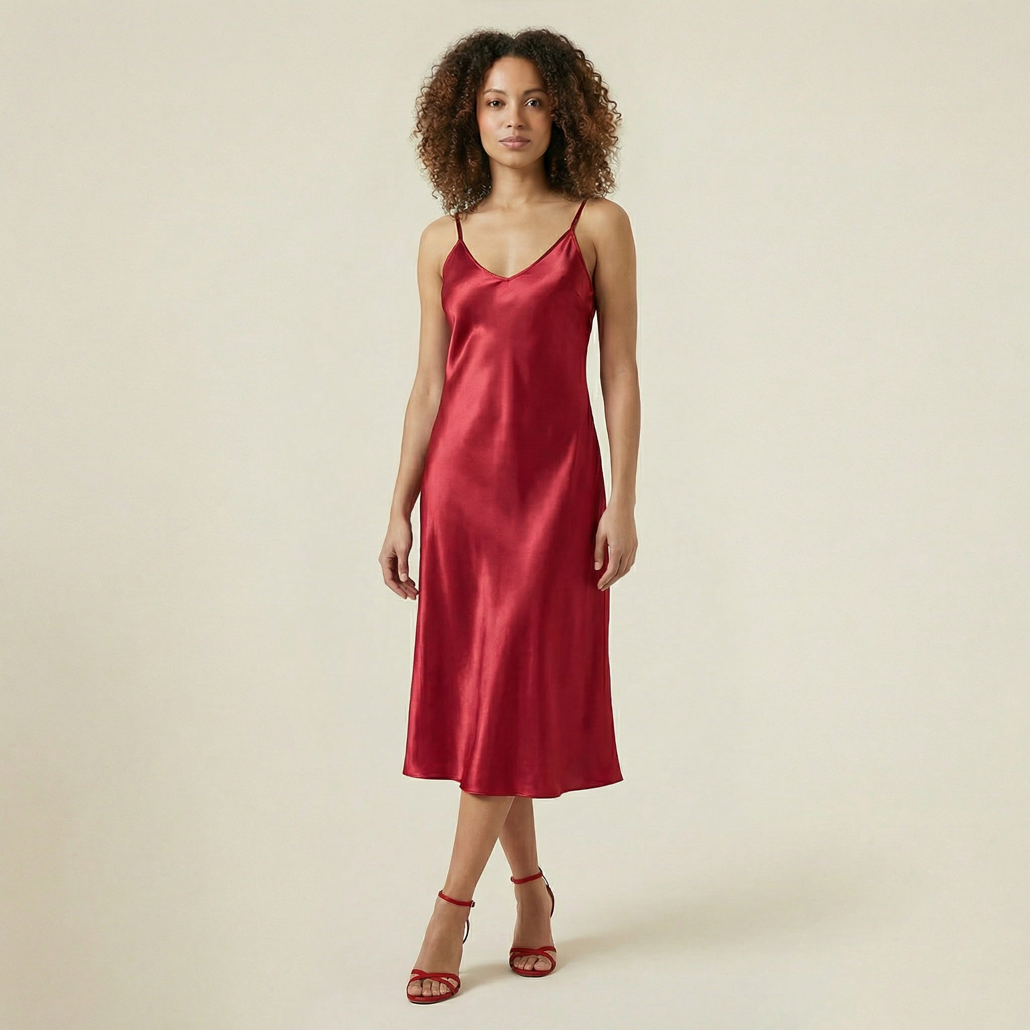 Valenomode - Women’s V Neck Midi Dress