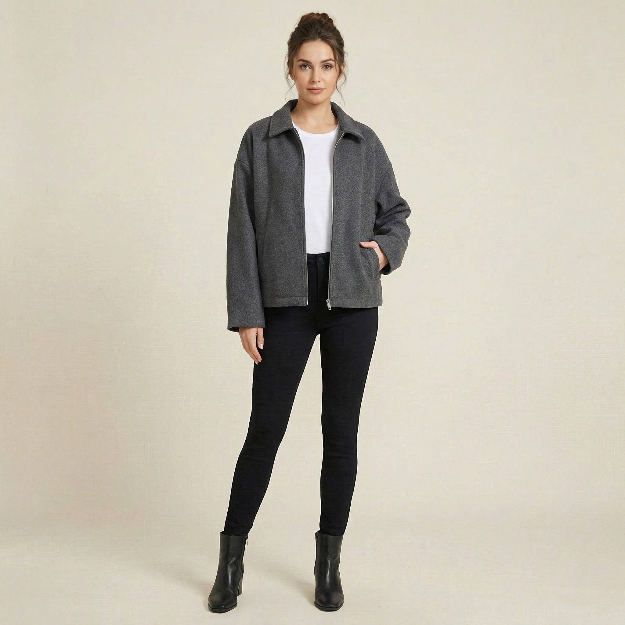 Valenomode - Women’s Zip Front Short Jacket